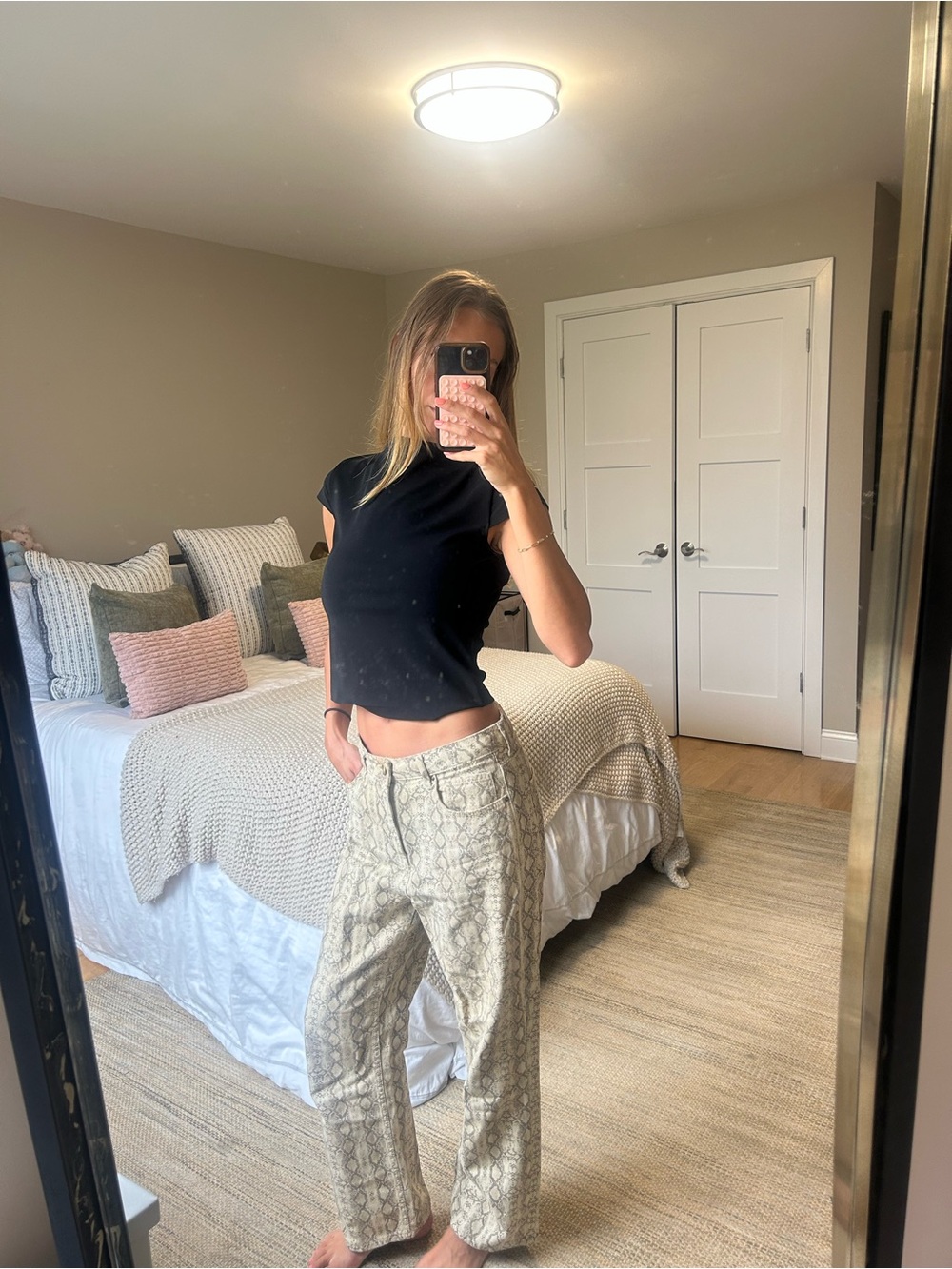 Zara Snakeskin Straight-leg Jeans